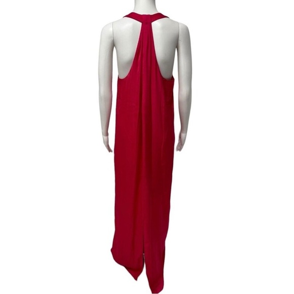 BCBG Max Azria Women’s Sleeveless Elegant Bright Pink Satin Maxi Dress - Picture 5 of 15